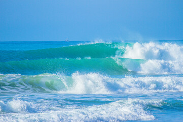 seascape where the waves break right