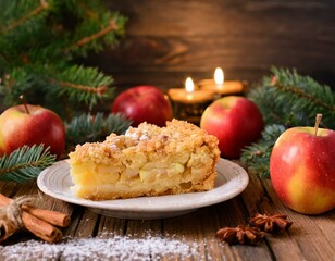 Stück Streuselkuchen im Winter