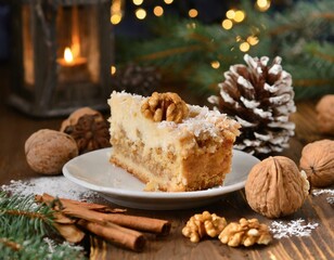 Stück Streuselkuchen im Winter