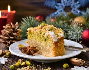 Stück Streuselkuchen im Winter