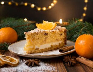 Stück Streuselkuchen im Winter