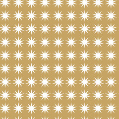 Abstract geometric pattern with circles, crosses, stripes, lines. Seamless vector background. White and gold ornament. Modern reticulated graphic design.