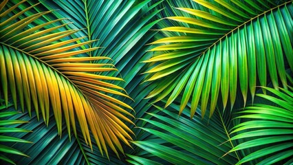 Brightly Colored Template with Cut Palm Leaves for Creative Designs and Tropical Themes Background