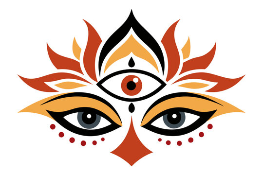 Stunning Vector Illustration of Maa Durga Capturing Her Divine Essence and Grace
