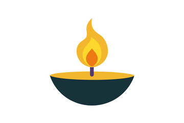 Minimal Diwali Night with Diya Vector Illustration for Elegant Festival Decor
