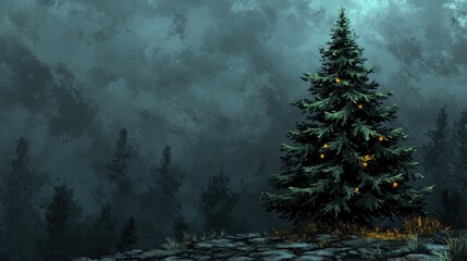 Enchanting christmas tree in mystical forest setting for holiday design