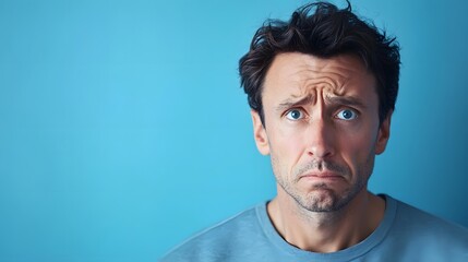 Obraz premium Close-up Portrait of a Man with a Worried Expression