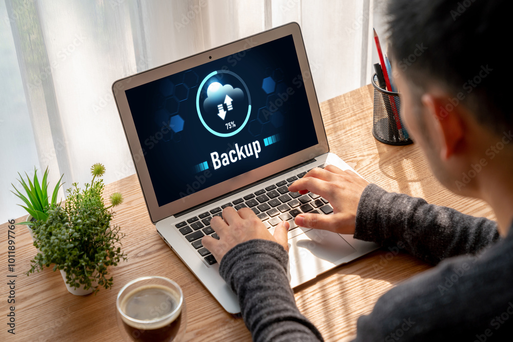 Poster backup storage data internet technology business concept. database storage cloud technology file dat