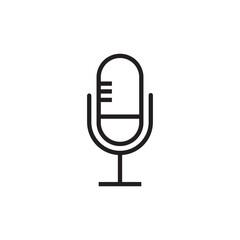 old microphone line icon, outline vector logo illustration, linear pictogram isolated on gray