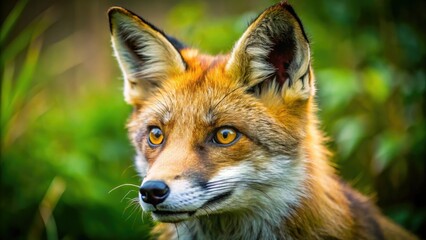 Fototapeta premium A Close-Up of a Fox with Mange, Highlighting Its Unique Features and Distressed Appearance in Nature