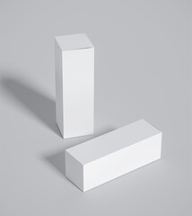 Blank white box cover mockup on white background. 3D illustration 3D rendering