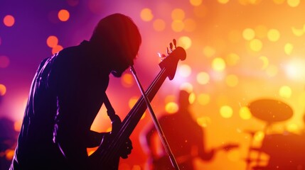 Fototapeta premium Musicians Performing on Stage with Colorful Lights