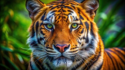 Fototapeta premium A fierce, growling wild animal portrayed in its natural habitat, showcasing sharp features and an intense expression that captures the raw essence of nature.