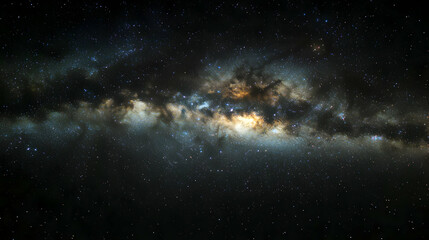 Obraz premium A stunning night sky photograph showcasing the Milky Way galaxy with its bright, swirling clouds of gas and dust, illuminated by distant stars.