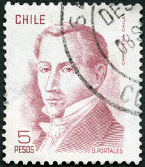 CHILE - 1975: shows portrait of Diego Jose Pedro Victor Portales (1793-1837), Finance Minister, 1975