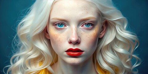 Fototapeta premium Captivating Portrait of a Beautiful Albino Woman with Striking Features and Unique Skin Tone