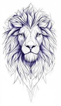 Intricate line drawing of a lion head featuring detailed mane design, perfect for tattoos and artistic inspiration