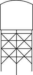 Water Tower Silhouette icon Water Tank black line vector design isolated on transparent background.  of various water storage tanks. Industrial high of metal construction.