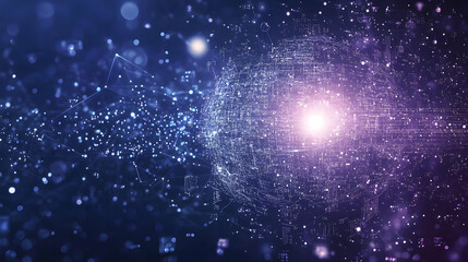 Fototapeta premium Abstract Digital Sphere with Network Connections and Bokeh Lights