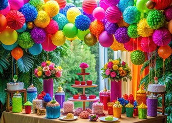 Fototapeta premium Celebrating a Milestone: Colorful Decorations for a Fun and Festive 20th Birthday Celebration
