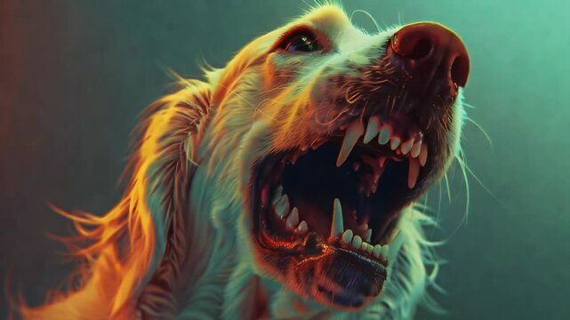 Dental pain is the gnawing discomfort of discomfort, affecting eating and dental health: Illustrate a dog with dental pain, avoiding hard food or showing signs of mouth discomfort