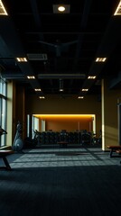 Interior of fitness room gym room Ultra realistic Photorealistic Cinematic photography