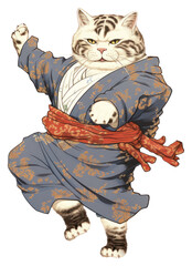 Fototapeta premium PNG Edo era cat drunk mammal sketch pet.