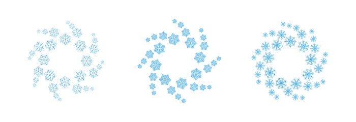 Christmas snowflakes blue line icon.  Wreath of snowflakes. Snowflake decoration  . Holiday christmas decoration.