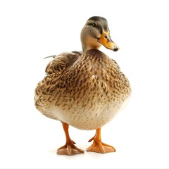 Chubby Duck Waddling Forward with Round Body and Short Legs on Isolated White Background