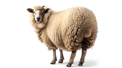 Fototapeta premium Chunky Fluffy Sheep Isolated on White Background