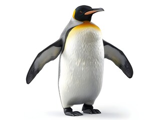 Obraz premium Chubby Penguin with Outstretched Wings Showcasing Its Rounded Body on White Background