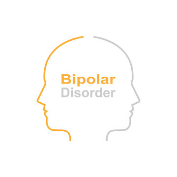 bipolar disorder like linear faces. concept of split personality or schizo diagnosis and duality person. simple flat trend modern outline man logotype graphic art design isolated on white background