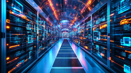 Digital backdround ideal for technological operations, neural networks, AI, data transmission and encryption, digital archives, audio and visual representations, scientific research