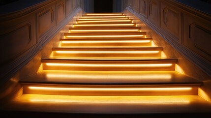 Obraz premium Illuminated Staircase in Large House - AI Generated