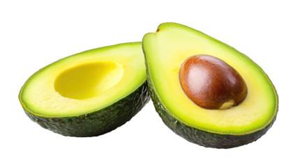 Fresh avocado isolated on transparent background.
