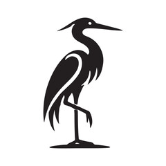 Heron Bird Silhouette vector Illustration