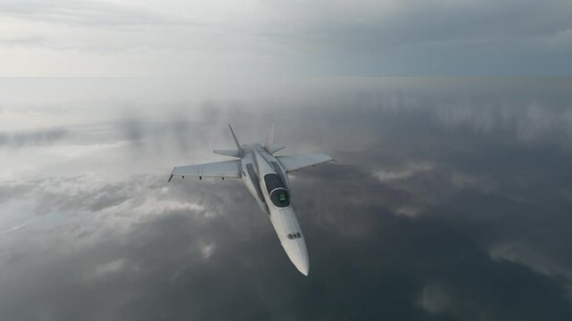 F A-18 Hornet  fighter  jet flyover. 3D artistic rendering.