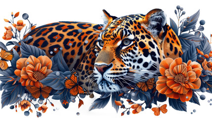 Obraz premium Panther butterfly crane, and eagle set in cartoon style cut out on PNG format. Ideal for creative projects, kids’ designs