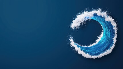 Fototapeta premium Dynamic wave design in vibrant blue, showcasing the beauty of ocean elements against a deep blue background.