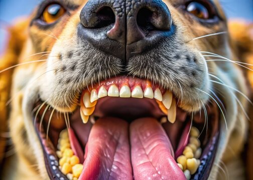 Close-up of a dog's mouth showing epulis growth, highlighting oral health and veterinary concerns