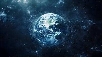 Obraz premium world map overlaid with interconnected lines symbolizing globalization