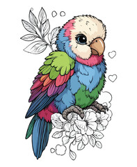 Parrot color on a white background