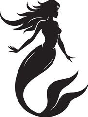 Mermaid logo icon silhouette vector art illustration