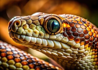 Fototapeta premium Close-Up of a Snake's Head Showcasing Intricate Patterns and Textures in Natural Habitat Setting