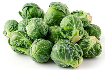 Fototapeta premium Fresh brussels sprouts isolated on a white background for culinary and nutritional purposes
