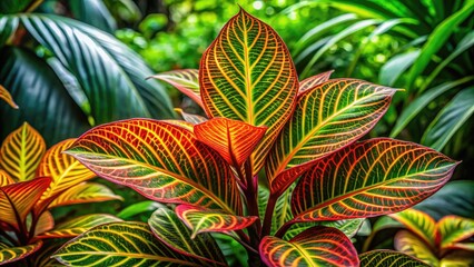 Fototapeta premium Close-up of a Unique Plant with Five Distinct Leaves in a Lush Green Garden Setting
