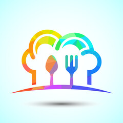Low poly chef logo design. Logo for Food, meal, restaurant and catering business and company