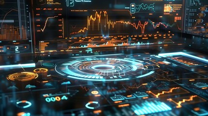 Holographic Financial Interface with Real Time Market Dashboard and Predictive Analytics
