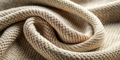 Obraz premium Close-Up of Soft Fabric Texture with Intricate Weaves in Neutral Tones for Design and Background Use