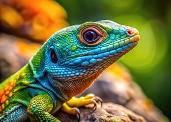 Fototapeta premium Close-Up of Vibrant Lizard on Natural Background Capturing the Beauty of Reptile Wildlife Photography